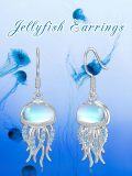 wholesale 925 Sterling Silver Blue Moonstone Jellyfish Dangle Drop Earrings for Women Gift-0-2