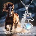 wholesale 925 Sterling Silver Blue Moonstone Horse Pendant Necklace-0-5