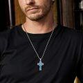 wholesale 925 Sterling Silver Blue Turquoise Celtic Knot Cross Pendant Necklace -0-3