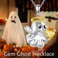 wholesale 925 Sterling Silver Angel Ghost Citrine Heart Halo Pendant Necklace for Women-0-5