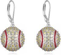 wholesale Sterling Silver Sports Jewelry Earrings for Women Fans Baseball Basketball Rugby Tennis Volleyball Gifts-yellow