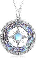 wholesale 925 Sterling Silver Round Blue Opal & Abalone Shell Celtic Knot Pendant Necklace for Women Girls s 45cm Chain Length-0-0