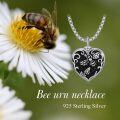 wholesale TOUPOP Bee Urn Necklace For Ashes 925 Sterling Silver Heart Cremation Jewelry For Ashes Heart Bee Keepsake Necklace For Ashes Memorial Gifts For Women Men -0-1