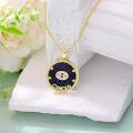 wholesale 14k Gold Plated Blue Sandstone Zodiac Necklace 12 Constellation Pendant for Women-0-25