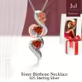 TOUPOP Sterling Silver Ruby July Birthstone Rose Flower Necklace-0-4