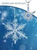 wholesale 925 Sterling Silver Blue Crystal Snowflake Christmas Tree Pendant Necklace-0-1