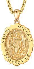wholesale 925 Sterling Silver & 24K Gold Plated Customizable St Michael's Medal Pendant Necklace for Men and Women-0-0