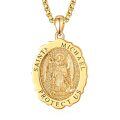 wholesale 925 Sterling Silver & 24K Gold Plated Customizable St Michael's Medal Pendant Necklace for Men and Women-0-0