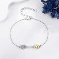 wholesale 925 Sterling Silver Tennis Racket & Heartbeat Gold Ball Charm Bracelet-0-3
