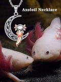 wholesale 925 Sterling Silver Cute Moon And Axolotl Pendant Necklace-0-4