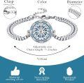 wholesale 925 Sterling Silver Compass Charm Bracelet with Chain - Adjustable Size s for Women-0-18