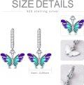 wholesale 925 Sterling Silver Purple & Teal Enamel Butterfly Drop Huggies for Women - 6 Styles-0-4