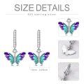wholesale 925 Sterling Silver Butterfly Drop Earrings Purple Teal Enamel Cubic Zirconia-0-4
