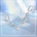 wholesale 925 Sterling Silver Mermaid Blue Crystal Drop Dangle Hook Earrings for Women Girls-0-1