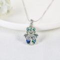 wholesale 925 Sterling Silver Tree of Life Hamsa Hand Abalone Shell Pendant Necklace for Women and Men-0-2