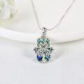 wholesale 925 Sterling Silver Hamsa Hand Tree Of Life Abalone Shell Pendant Necklace-0-2
