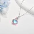 wholesale 925 Sterling Silver Pink Enamel Swan with Blue Moonstone Pendant Necklaces for Women's  Ideas-0-2