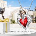 wholesale 925 Sterling Silver Green Crystal Horse Head Heart Pendant Necklace for Women and Girls-0-17
