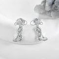 wholesale 925 Sterling Silver 925 Western Boots & Flowers Dangle Earrings for Women Girl Gifts Jewelry Accessory-0-1