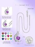 TOUPOP Sterling Silver Birthstone Heart Necklace I Love You To The Moon And Back-0-4