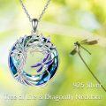 wholesale 925 Sterling Silver Blue Crystal Dragonfly Tree of Life Pendant Necklace-0-5