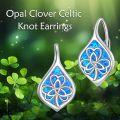 wholesale 925 Sterling Silver Blue Fire Opal Celtic Trinity Knot Leverback Earrings Triquetra Tree of Life s for Women Girls-0-5