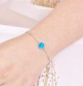 wholesale 925 Sterling Silver Blue Fire Opal Beaded Chain Bracelet for Women s-0-3