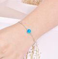 wholesale 925 Sterling Silver Blue Fire Opal Beaded Chain Bracelet for Women s-0-3