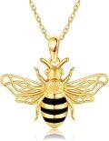 wholesale 14K Gold Bee Pendant Necklace Minimalist Fine s for Her Birthday Anniversary Valentines Mother's Day-0-0