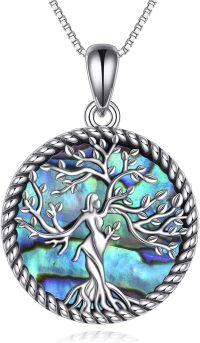 wholesale 925 Sterling Silver Abalone Shell Crystal Tree of Life Pendant Necklace for Women-tree of life