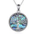 wholesale 925 Sterling Silver Abalone Shell Crystal Tree of Life Pendant Necklace for Women-0-0