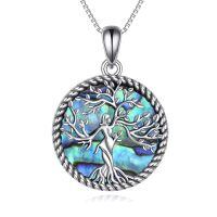 wholesale 925 Sterling Silver Abalone Shell Crystal Tree of Life Pendant Necklace for Women-tree of life