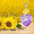 wholesale 925 Sterling Silver Purple Crystal Sunflower Heart Musical Note Pendant Necklace-0-5
