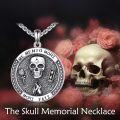 wholesale 925 Sterling Silver Skull & Hourglass Pendant with Memento Mori and Mor Fati Inscription on Black Agate Background - Gothic Jewelry for Men Women-0-2