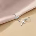 wholesale 925 Sterling Silver Cross Drop Earrings with Heart and Knot Design-0-3