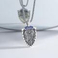 wholesale 925 Sterling Silver Saint Michael Archangel Shield Pendant Necklace Oxidized Finish-0-1