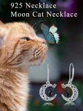 wholesale Sterling Silver Moonstone Cat Fox Panda Dangle Earrings Celtic Crescent Animal Jewelry Gift-0-11