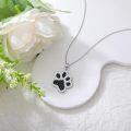 wholesale 925 Sterling Silver Black and White CZ Dog Paw Print Pendant Necklace for Veterinary Gifts Vet School Graduation Jewelry for Her-0-4