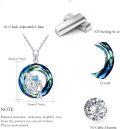 wholesale 925 Sterling Silver Blue Crystal Mermaid Pendant Necklaces for Women Ocean Wave  45cm Chain Length-0-3