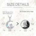wholesale 925 Sterling Silver Bunny on Crescent Moon with Star and Opal Pendant Necklace-0-4