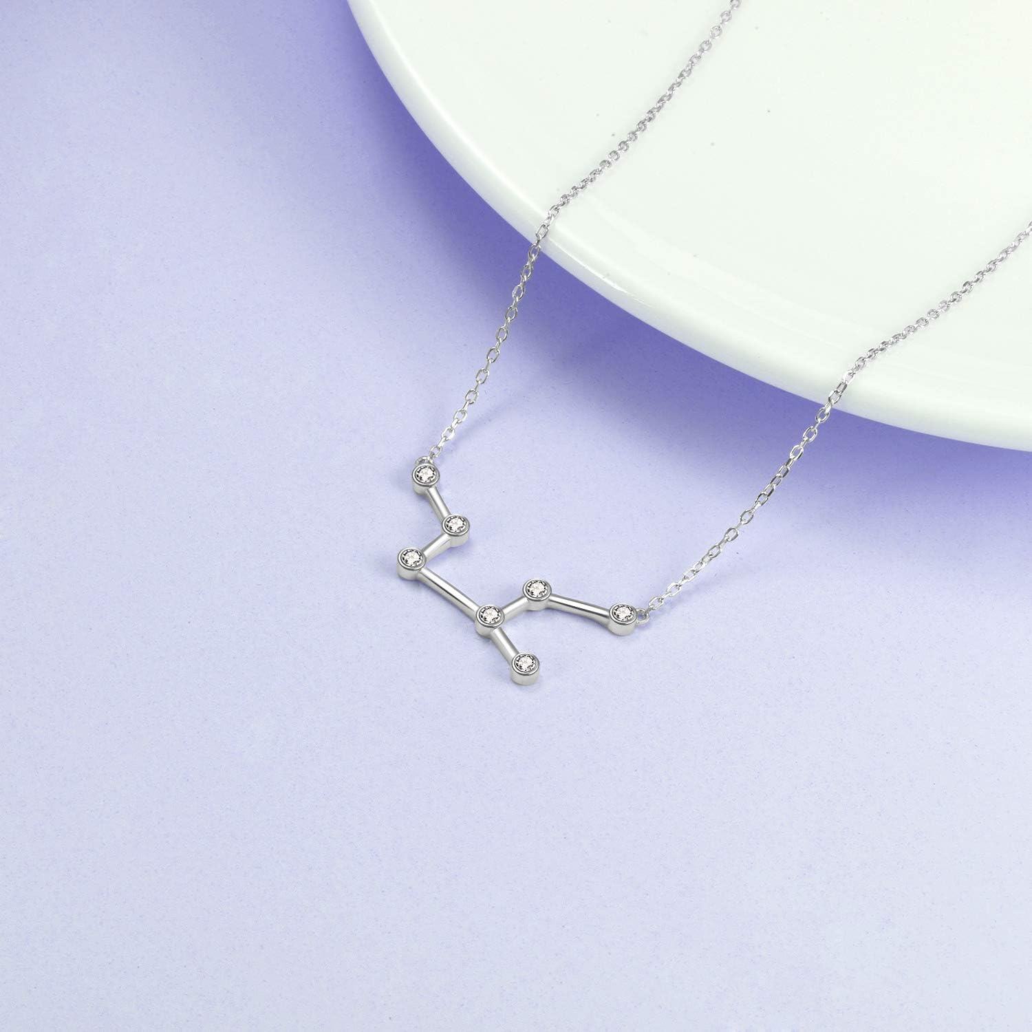 925 Sterling Silver Austrian Crystal Zodiac Necklace - 12 Constellations Astrology s for Women-0-1