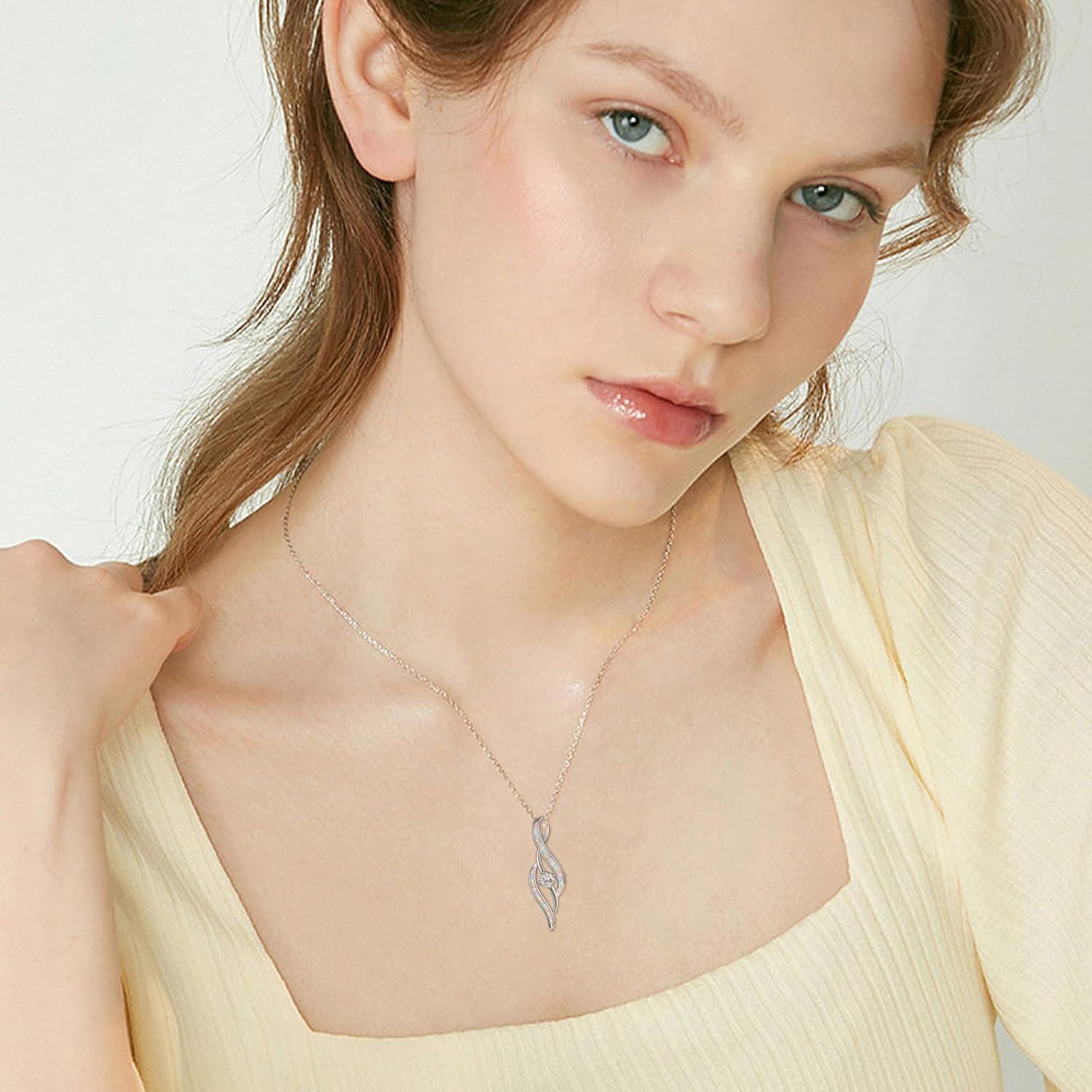 wholesale 925 Sterling Silver Opal Inlay Infinity Pendant Necklace for Women-0-3