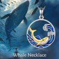 wholesale 925 Sterling Silver Blue Enamel Wave Dolphin Pendant Necklace for Women Gifts-0-4