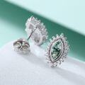 wholesale 925 Sterling Silver Natural Moss Agate Marquise Cut Halo Stud Earrings-0-2