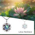 wholesale 925 Sterling Silver Abalone Shell Lotus Flower Wooden Bead Pendant Necklace-0-4