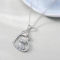 wholesale 925 Sterling Silver Dog and Cat Heart with Paw Prints Pendant Necklace-0-4