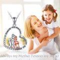 wholesale 925 Sterling Silver Heart-Shaped Pendant with Cubic Zirconia and Engraved Message Always My Mother Forever My Friend - Perfect Gift for Mom-0-5