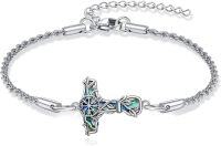 wholesale 925 Sterling Silver Norse VegvÃ­sir Compass Thor's Hammer Rune Charm Bracelet-Mjolnir-Viking Compass