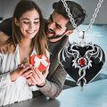 wholesale 925 Sterling Silver Red Ruby Heart Dragon Pendant Necklaces for Women and Girls-0-5