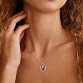 wholesale Sterling Silver Austrian Crystal Caduceus Angel Wing Heart Nurse Necklace-0-46